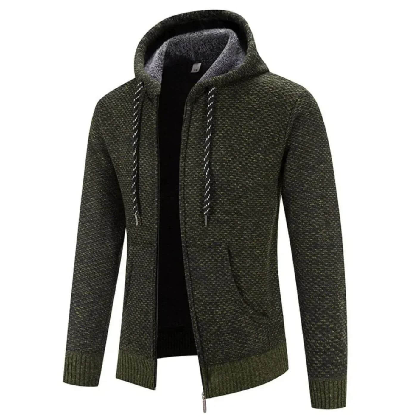 Grüne Strickjacke mit Reißverschluss – Gemütlicher & stilvoller Kälteschutz