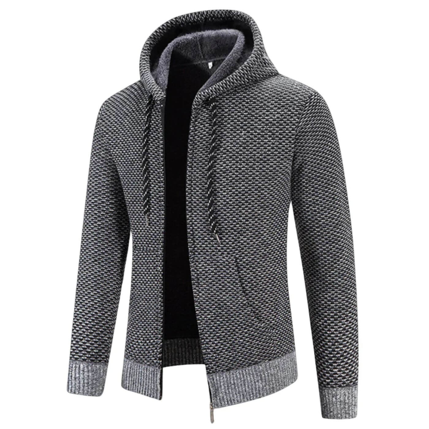 Graue Strickjacke mit Reißverschluss – Warme & stilvolle Winterjacke für Herren