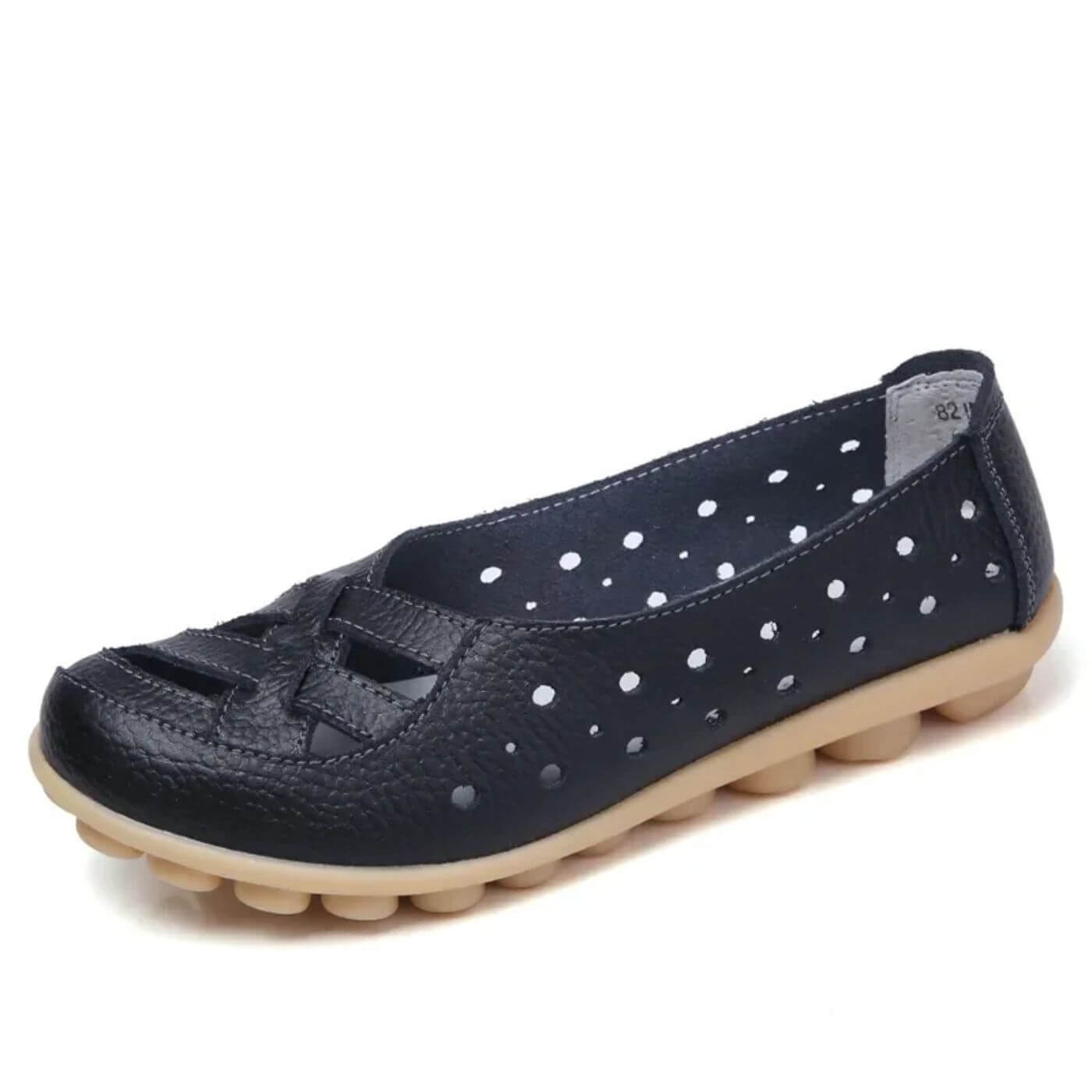 Schwarze atmungsaktive Ballerinas mit Cut-Out-Obermaterial und ergonomischer Sohle