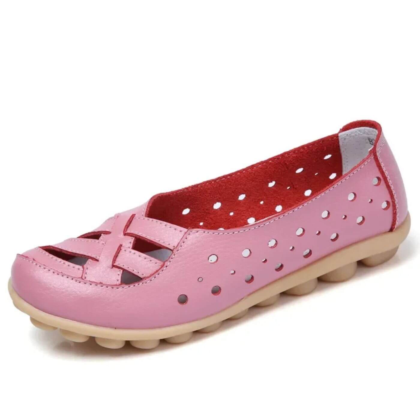 Rosa orthopädische Ballerinas mit Cut-out-Design und flexibler Sohle.