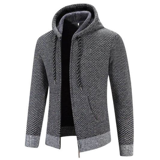 Graue Strickjacke mit Reißverschluss – Warme & stilvolle Winterjacke für Herren
