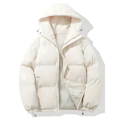 Weiße Daunenjacke mit Kapuze – Leicht & Warm | Klassische Winterjacke mit weicher Fütterung und verstellbaren Kordeln.