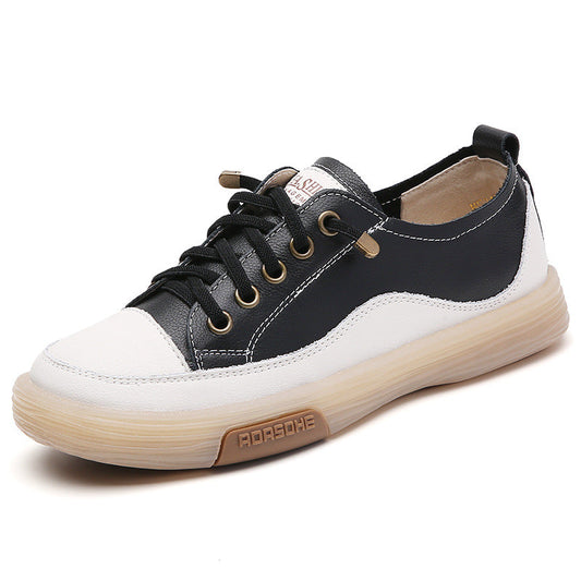 Schwarz Stylish Leder Turnschuhe